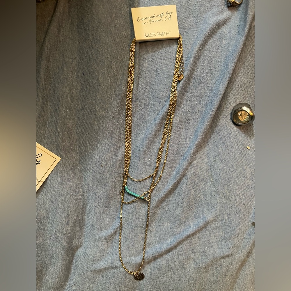 *BRAND NEW/UNUSED 🆕* Women’s Jules Smith Gold & Turquoise Layered Necklace - Picture 8 of 13